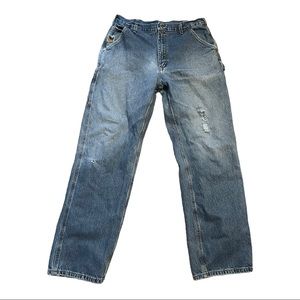 CARHARTT Loose Original Fit work dungaree Jeans Carpenter Pants 36x34 Thrashed